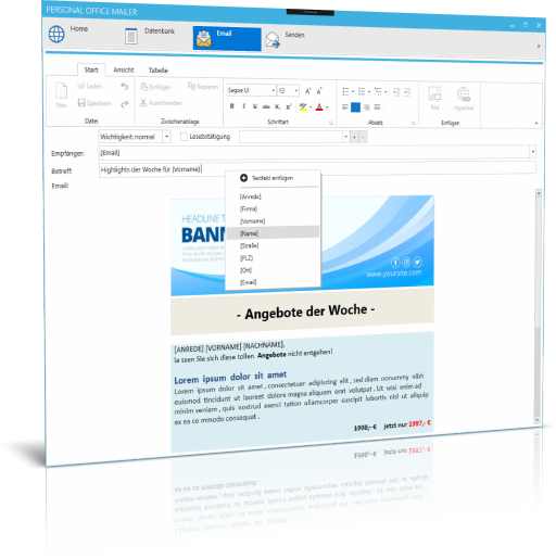 Personalisierte HTML Serienmail und Newsletter mit Outlook versenden 2