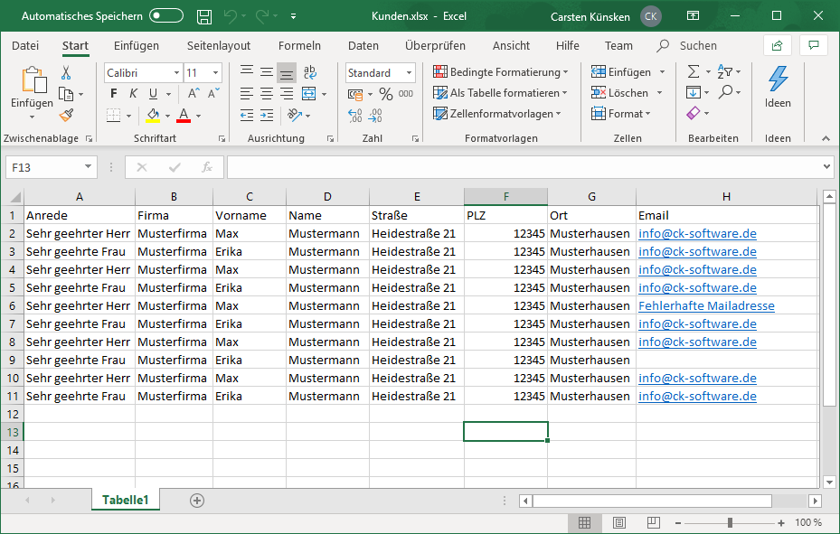 Serienmail mit Excel erstellen