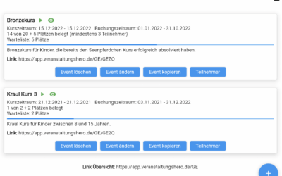 Buchungssystem für Veranstaltungen, Kurse und Events